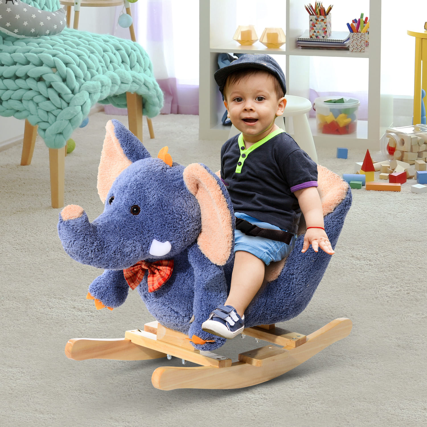 HomCom leagan elefant 60x33x45cm, albastru fotografia produsului