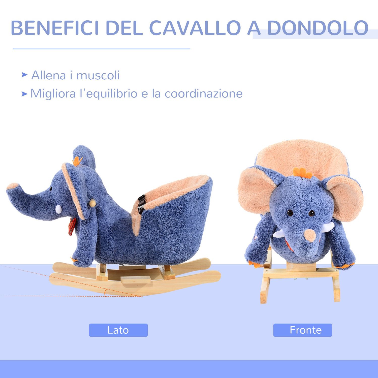 HomCom leagan elefant 60x33x45cm, albastru fotografia produsului View 4 L