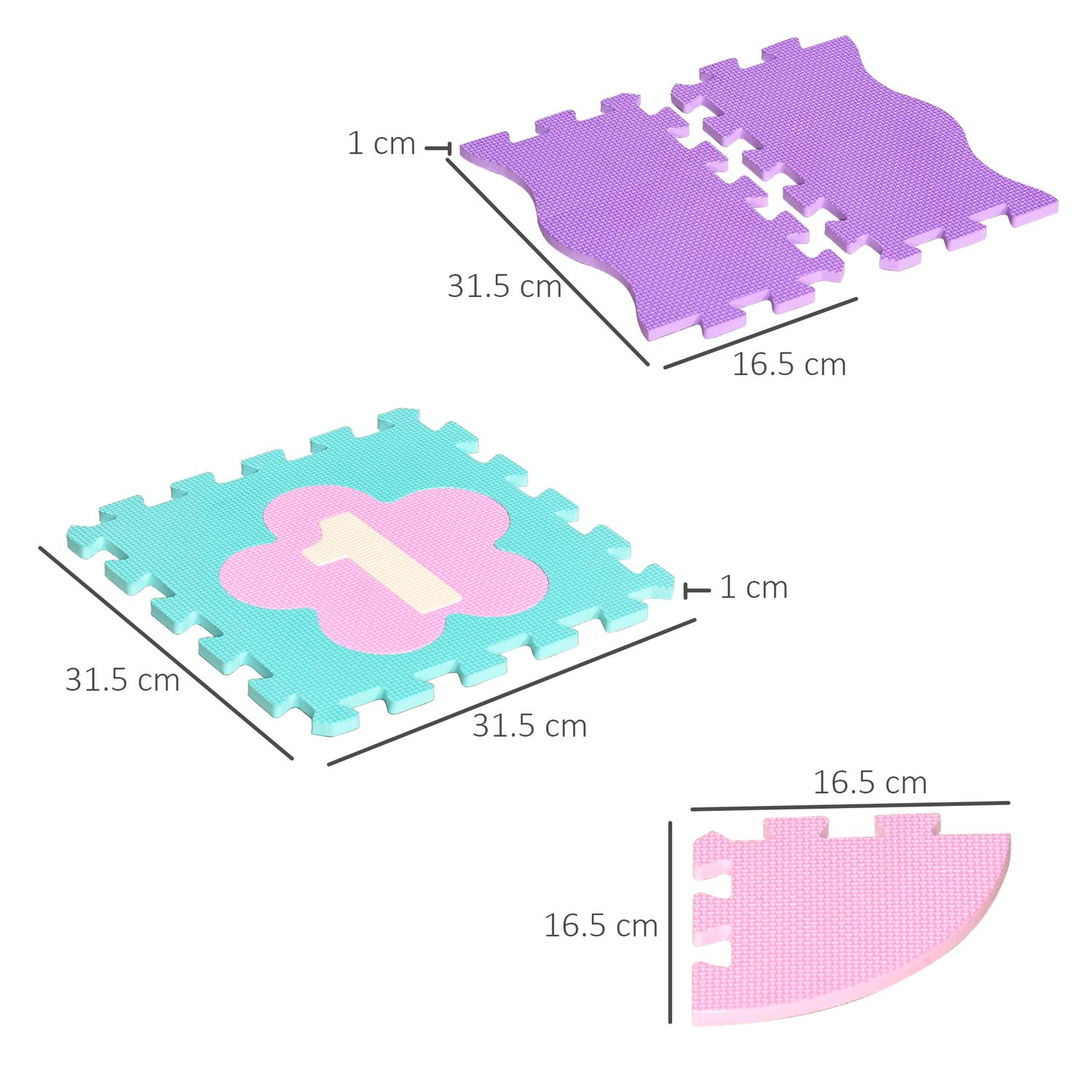 HomCom covor tip puzzle, 2 in 1, cu 25 piese, acopera 120 cm fotografia produsului View 2 L