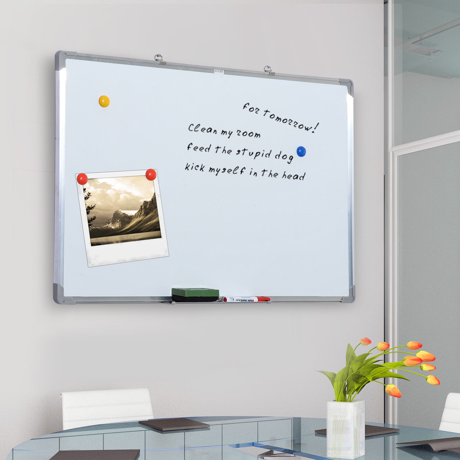 HomCom tabla magnetica pentru perete, 90 x 60 cm, alb fotografia produsului View 3 L