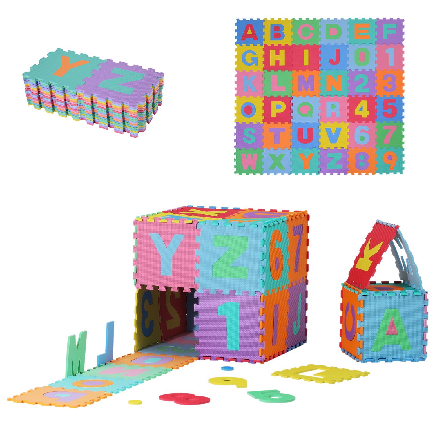 HomCom covor puzzle pentru copii, 36 piese, multicolor fotografia produsului View 3 L
