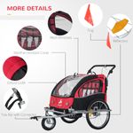 HomCom carucior tip remorca 2 in 1, pentru copii, rosu-negru fotografia produsului View 7 S