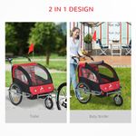 HomCom carucior tip remorca 2 in 1, pentru copii, rosu-negru fotografia produsului View 3 S