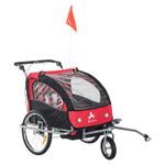 HomCom carucior tip remorca 2 in 1, pentru copii, rosu-negru fotografia produsului