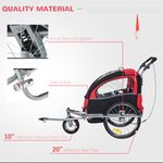 HomCom carucior tip remorca 2 in 1, pentru copii, rosu-negru fotografia produsului View 8 S