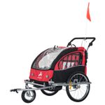 HomCom carucior tip remorca 2 in 1, pentru copii, rosu-negru fotografia produsului View 6 S