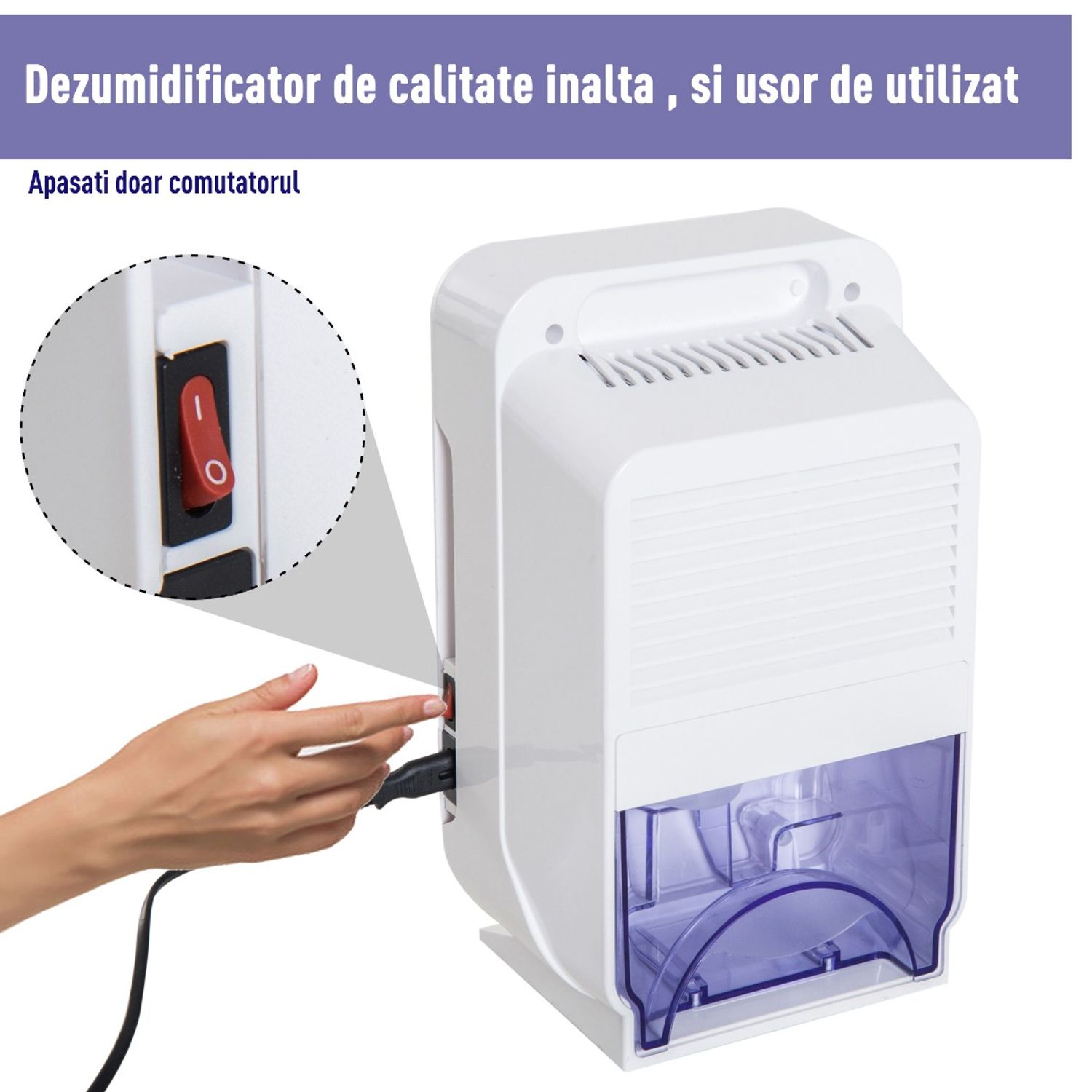 Homcom dezumidificator electric, cu rezervor de 1300ml fotografia produsului View 7 L