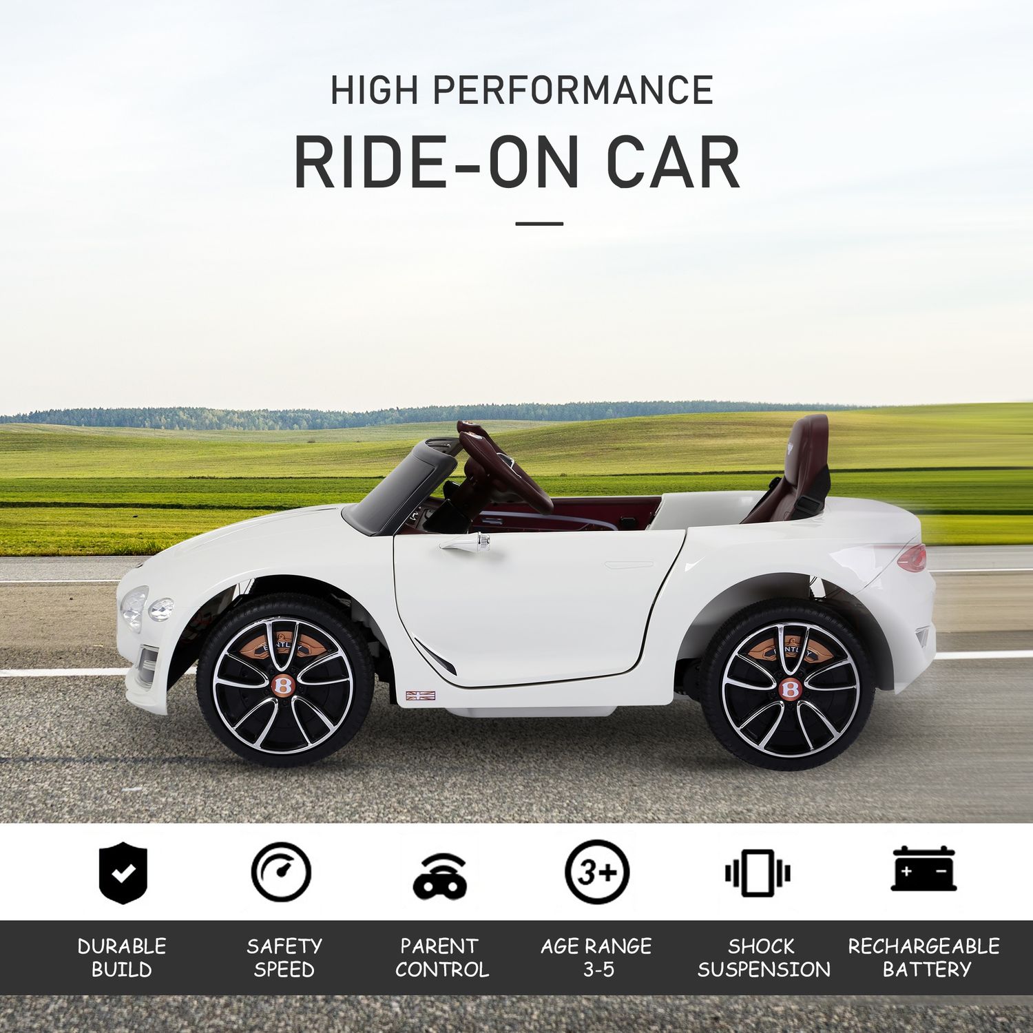 HOMCOM Masina Electrica Copii Bentley Conducere manuala si Telecomanda fotografia produsului View 3 L