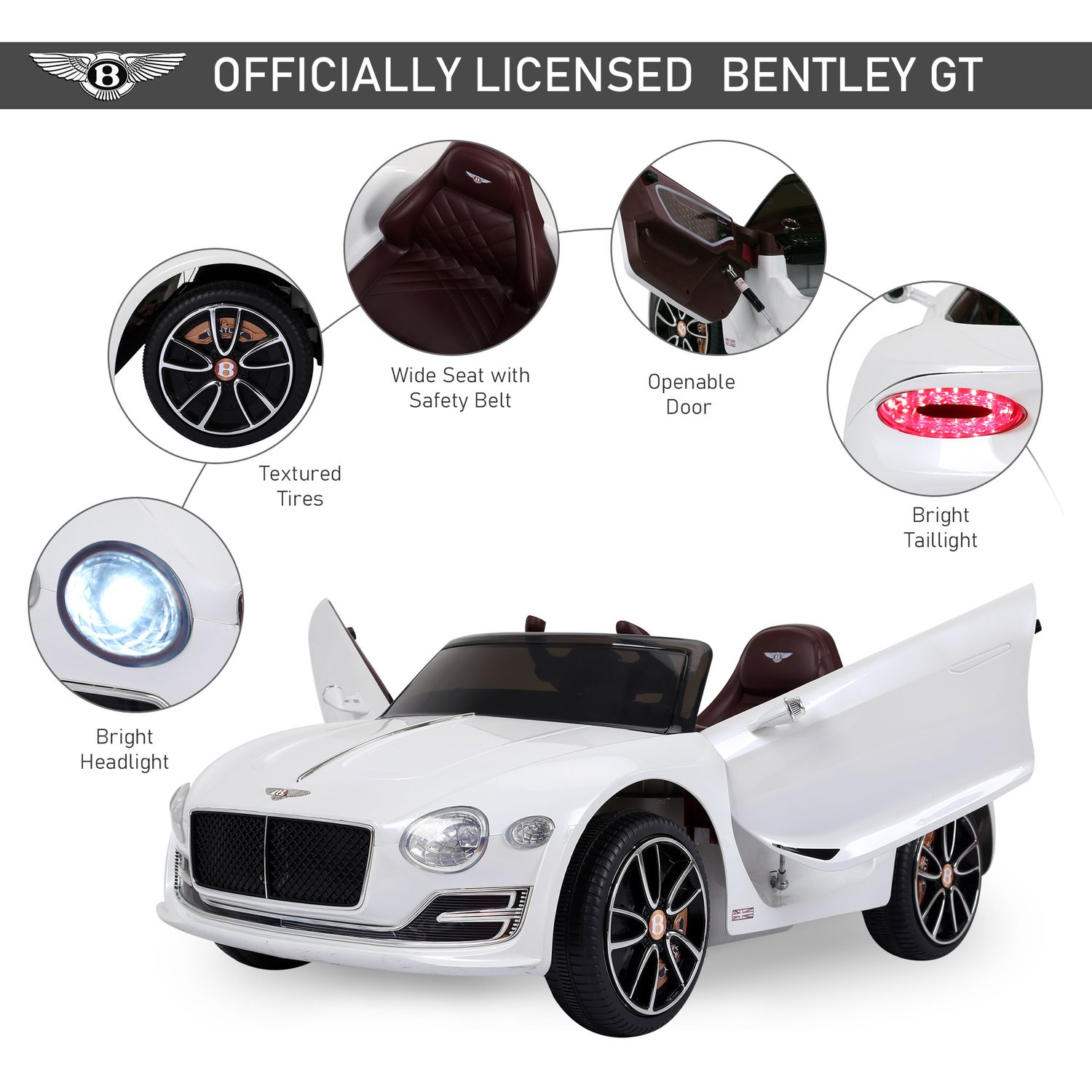 HOMCOM Masina Electrica Copii Bentley Conducere manuala si Telecomanda fotografia produsului View 4 L