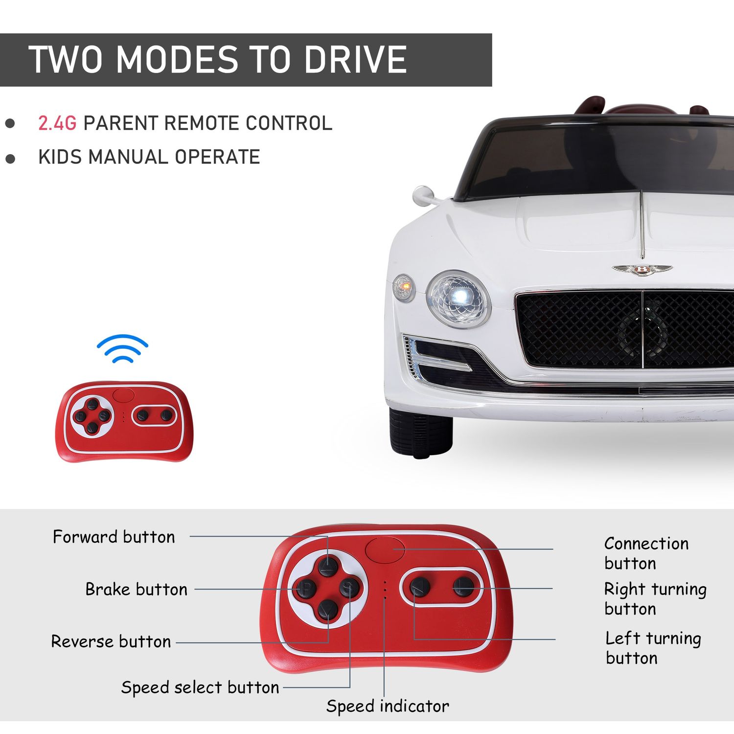HOMCOM Masina Electrica Copii Bentley Conducere manuala si Telecomanda fotografia produsului View 8 L