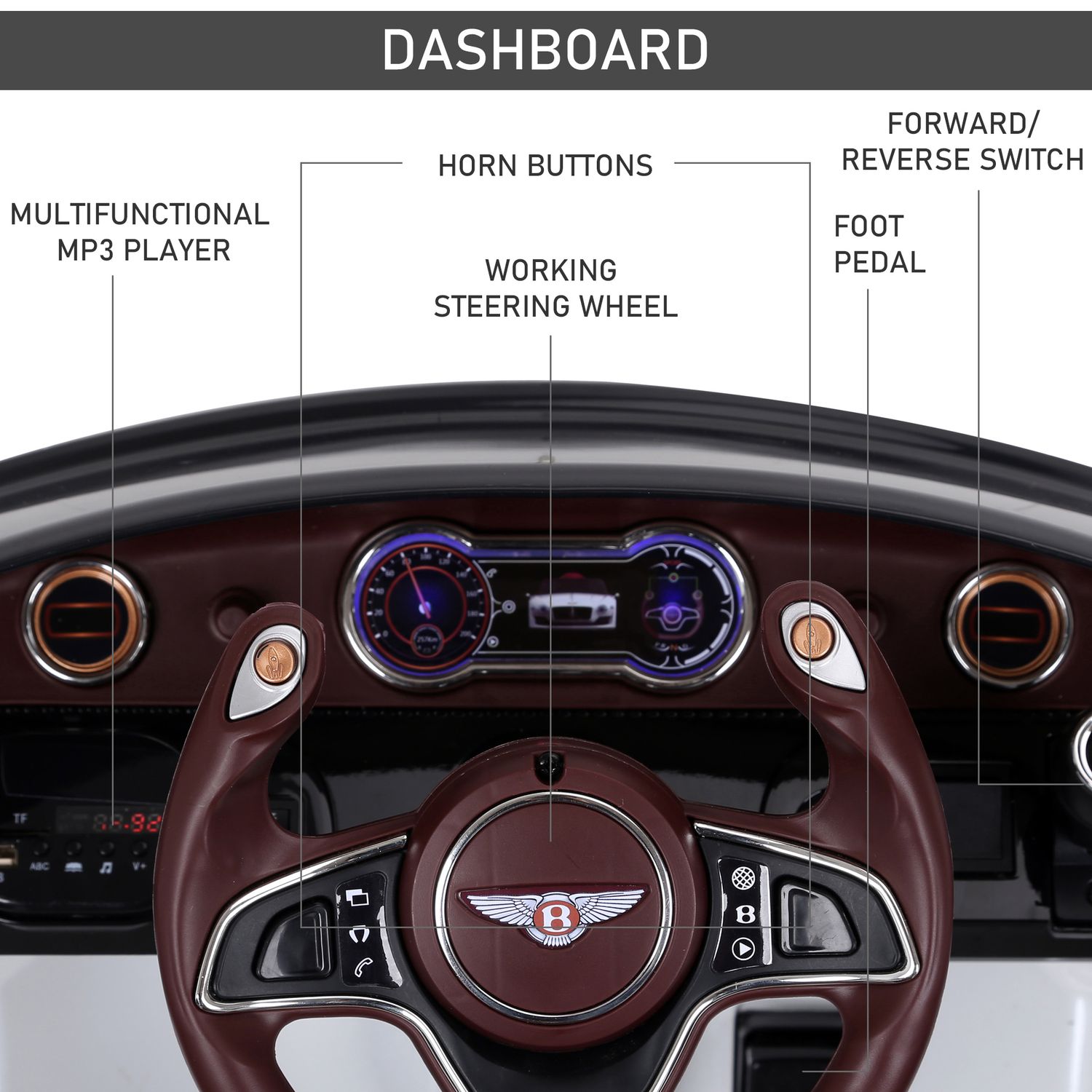 HOMCOM Masina Electrica Copii Bentley Conducere manuala si Telecomanda fotografia produsului View 6 L