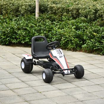 HOMCOM Gokart cu pedale pentru copii 3-8 ani scaun reglabil din metal plastic