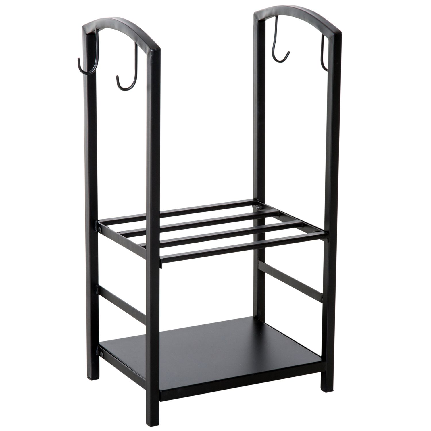 Outsunny Caseta pentru Lemne cu Set Unelte pentru Semineu in Otel Negru 40 x 30 x 74.5 cm fotografia produsului View 5 L