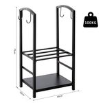 Outsunny Caseta pentru Lemne cu Set Unelte pentru Semineu in Otel Negru 40 x 30 x 74.5 cm fotografia produsului View 2 S