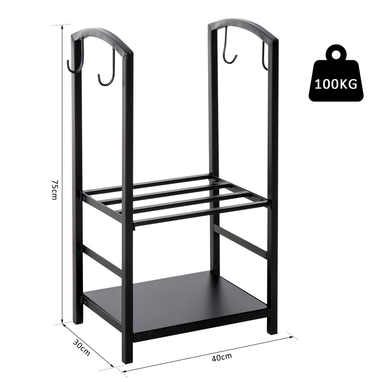 Outsunny Caseta pentru Lemne cu Set Unelte pentru Semineu in Otel Negru 40 x 30 x 74.5 cm fotografia produsului View 2 L