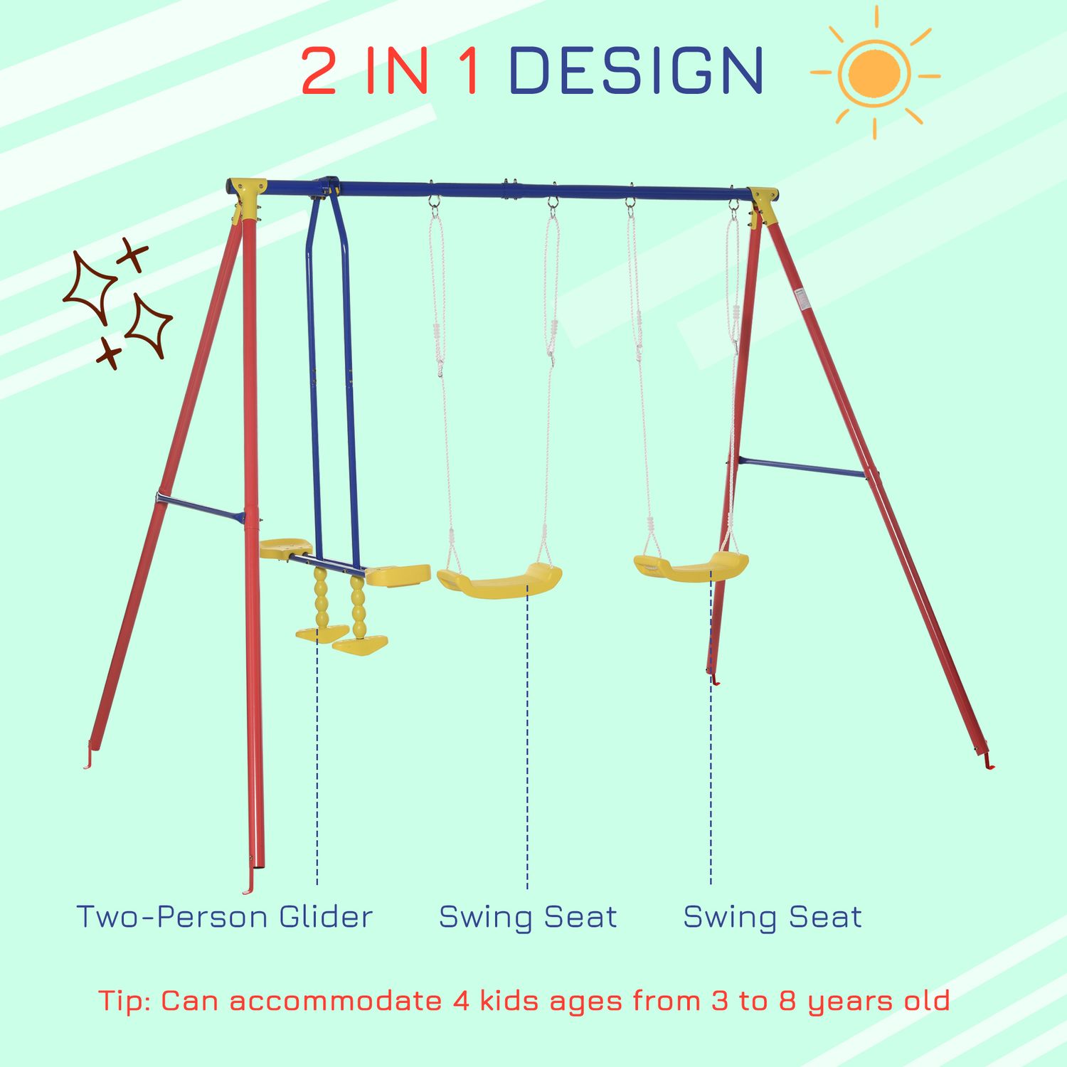 Outsunny Set Legan de Gradina 2 Simple si 1 Dublu Inaltime Reglabila fotografia produsului View 6 L