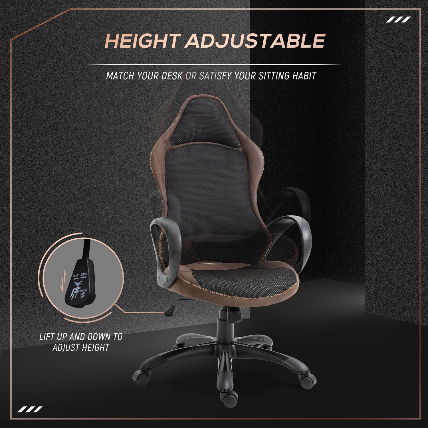 Vinsetto Scaun Gaming Reglabil pe Inaltime si Balansoar, Pivotant 360&deg; fotografia produsului View 6 L