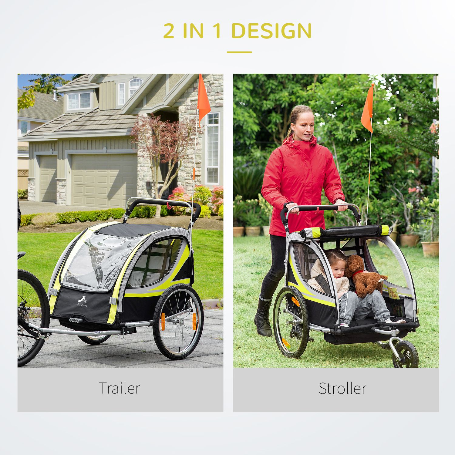 HOMCOM Remorca pentru bicicleta pentru copii 2 in 1 fotografia produsului View 2 L