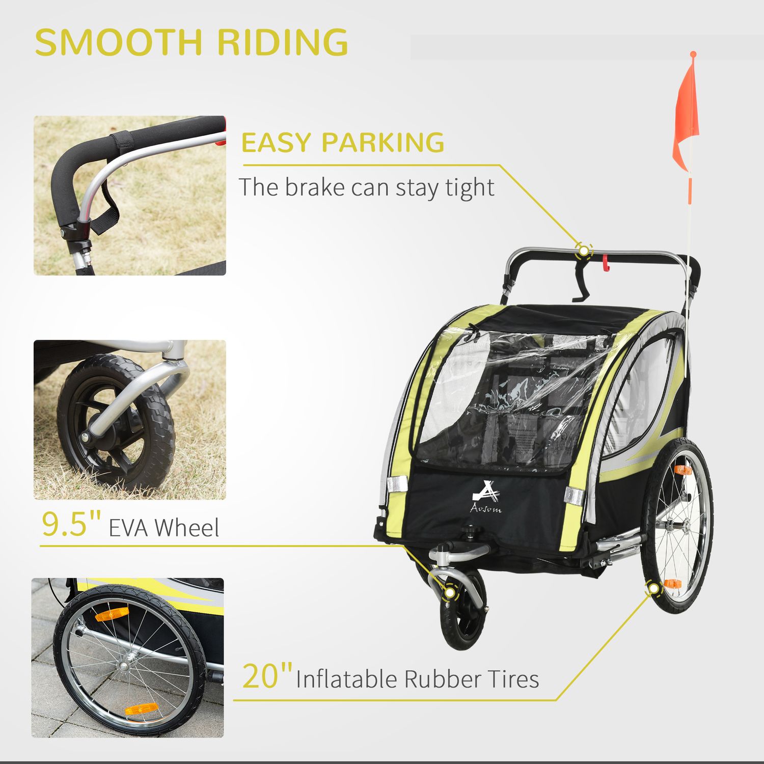 HOMCOM Remorca pentru bicicleta pentru copii 2 in 1 fotografia produsului View 6 L