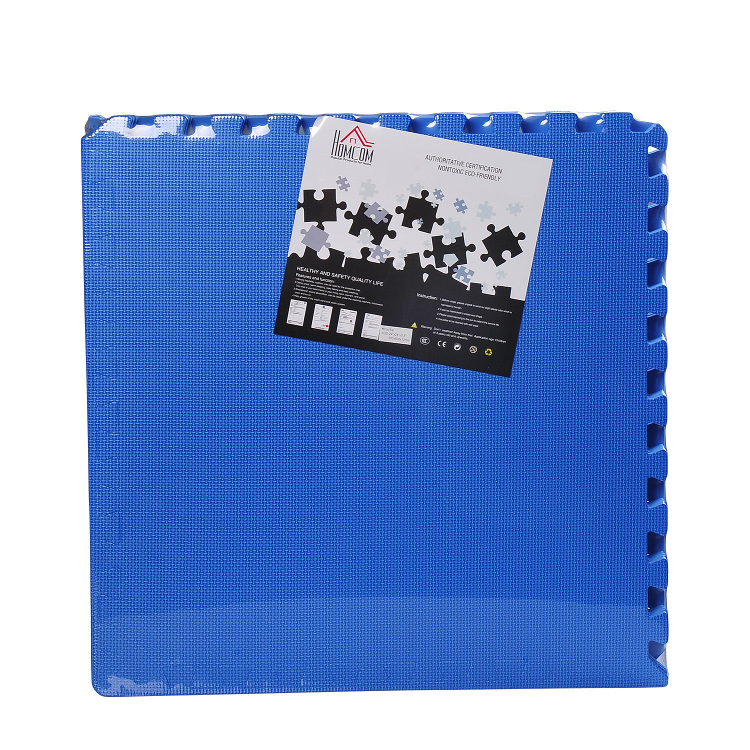 HomCom set covor tip puzzle 8 bucati, 60x60cm, albastru fotografia produsului