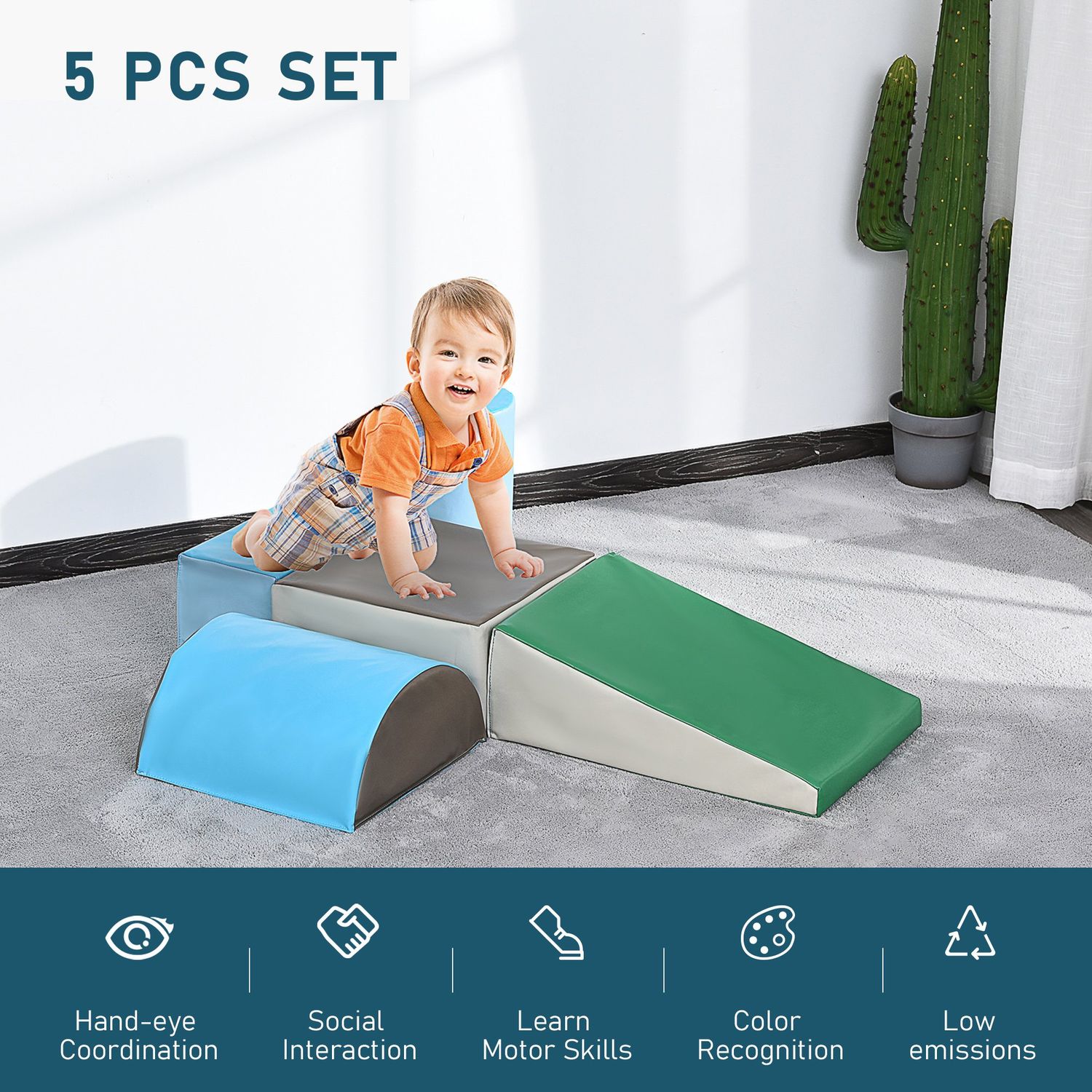 HOMCOM Set de 5 Constructii Moi pentru Copii Varsta de la 1 la 3 Ani pentru Casa si Scoala fotografia produsului View 6 L