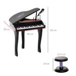 Homcom Mini Pian Joc pentru Copii cu Microfon si Scaunel, Negru fotografia produsului View 2 S