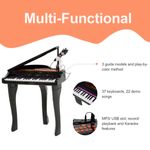 Homcom Mini Pian Joc pentru Copii cu Microfon si Scaunel, Negru fotografia produsului View 4 S