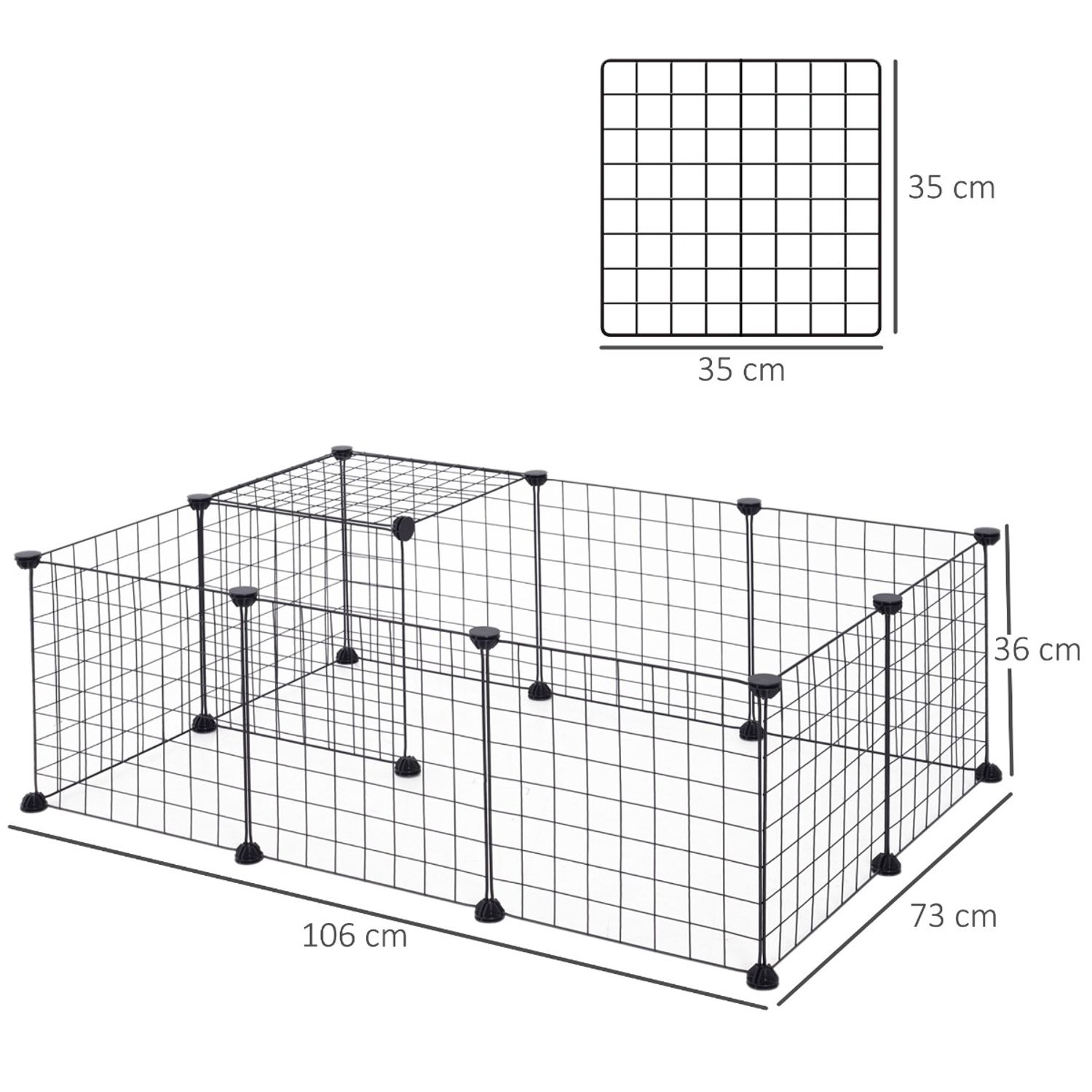 PawHut, tarc modular pentru animale, 35x35cm, negru fotografia produsului View 2 L