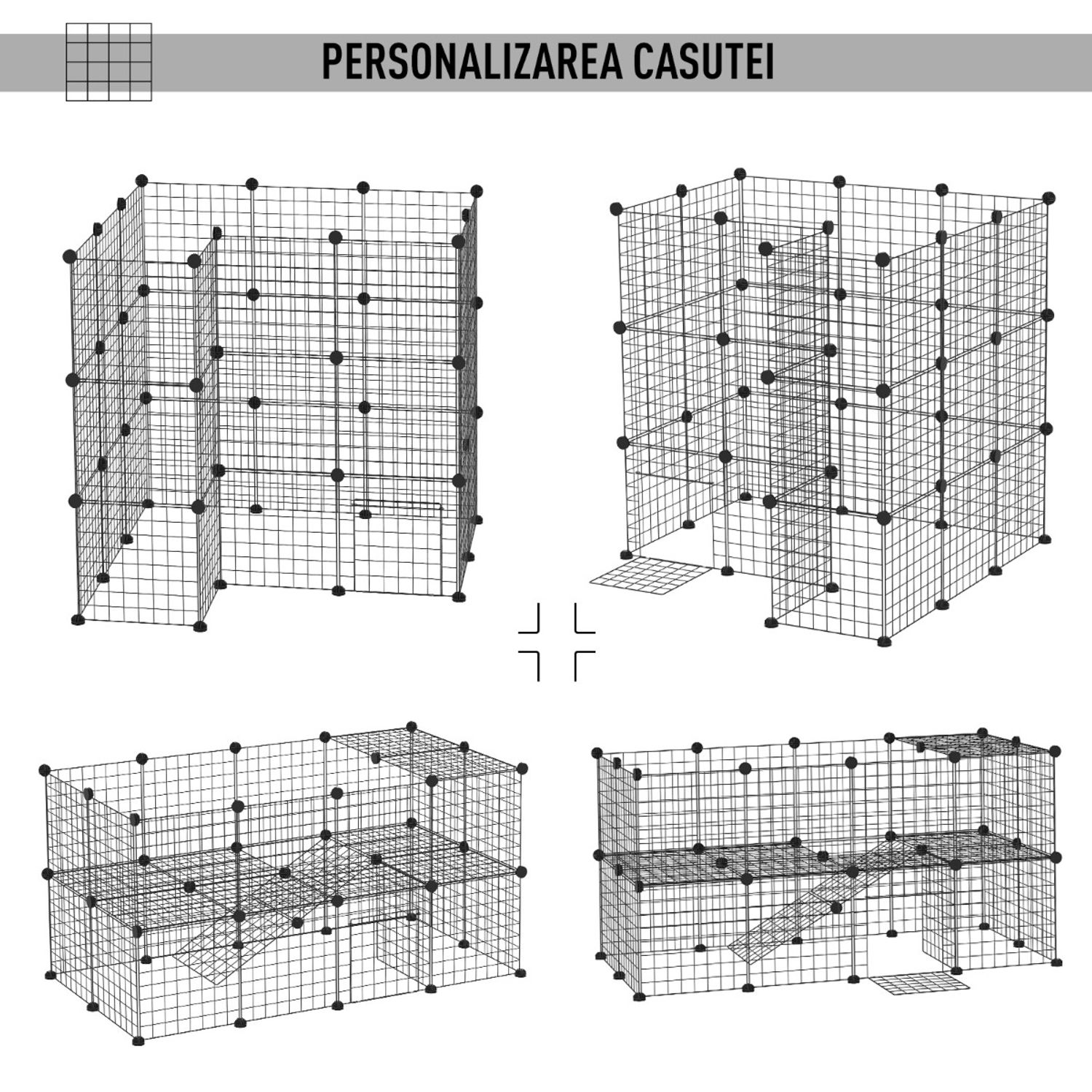 PawHut, tarc modular pentru animale, 35x35cm, negru fotografia produsului View 4 L
