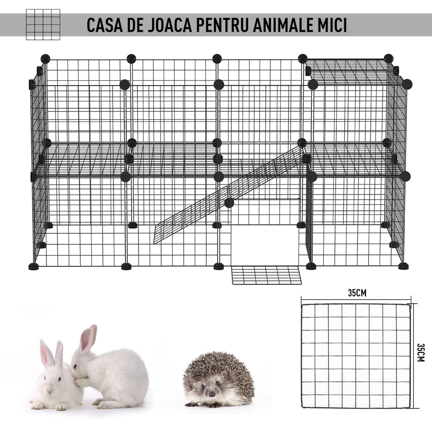 PawHut, tarc modular pentru animale, 35x35cm, negru fotografia produsului View 8 L
