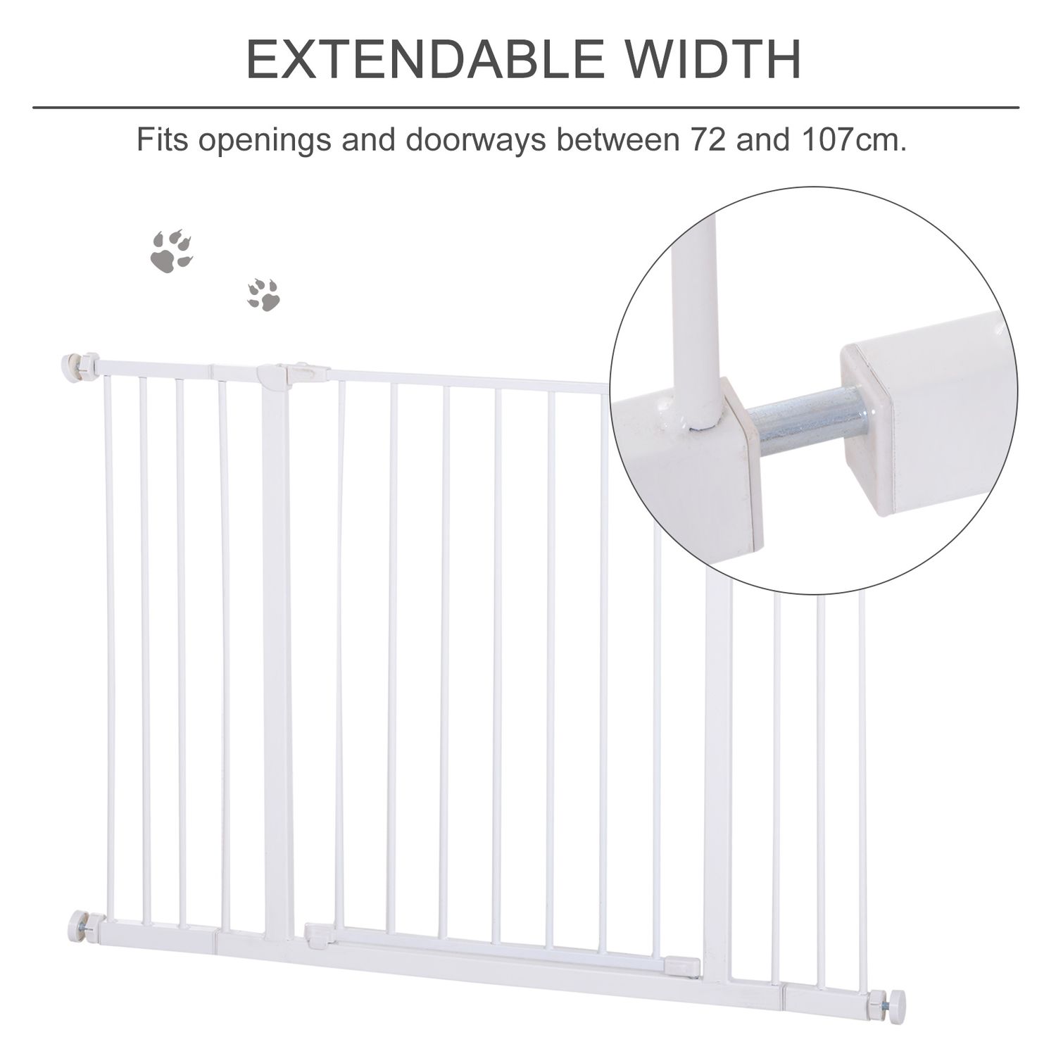 PawHut gard protectie caini, extensibil, 76-107cm, alb fotografia produsului View 3 L