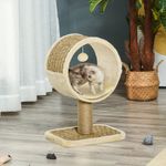 PawHut centru activitati cu tub si minge, pentru pisici, bej fotografia produsului