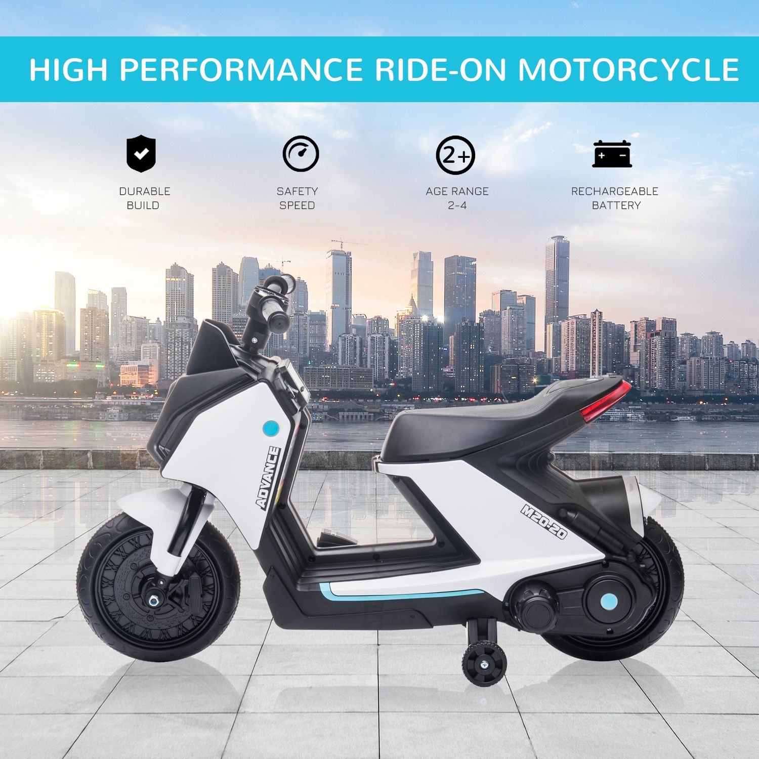 HomCom motocicleta electrica pentru copii 6V, alba fotografia produsului View 4 L