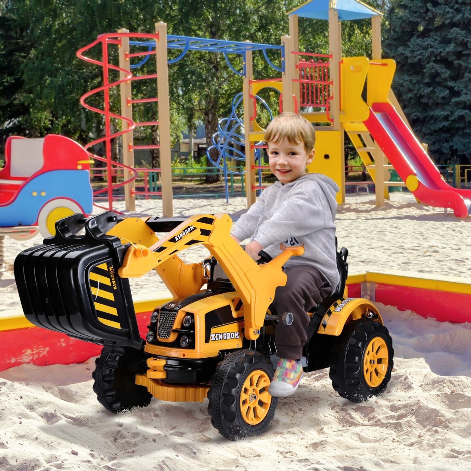 HomCom excavator electric pentru copii, 2.5KM/h fotografia produsului View 6 L