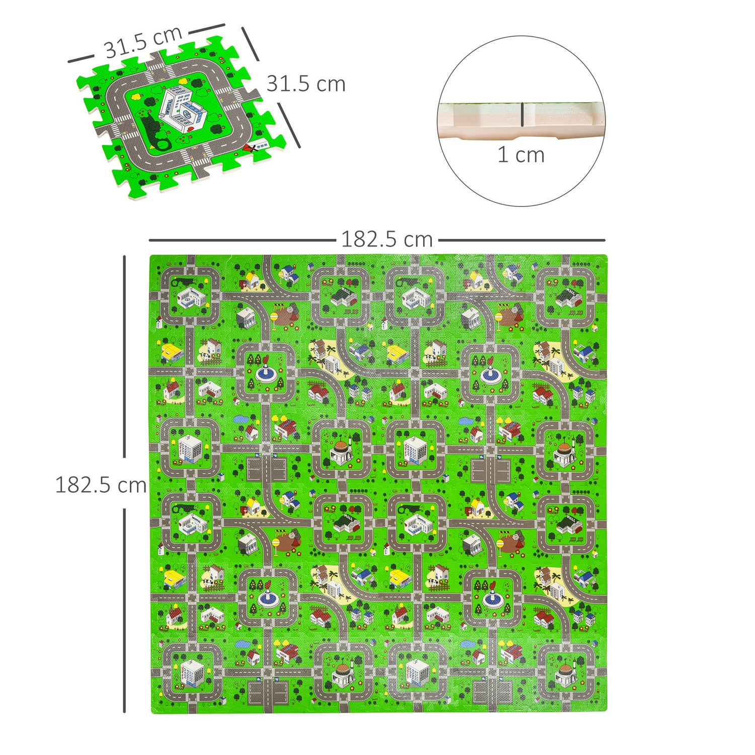 HomCom covor puzzle 36 bucati, antiderapant, 3.24㎡ fotografia produsului View 2 L