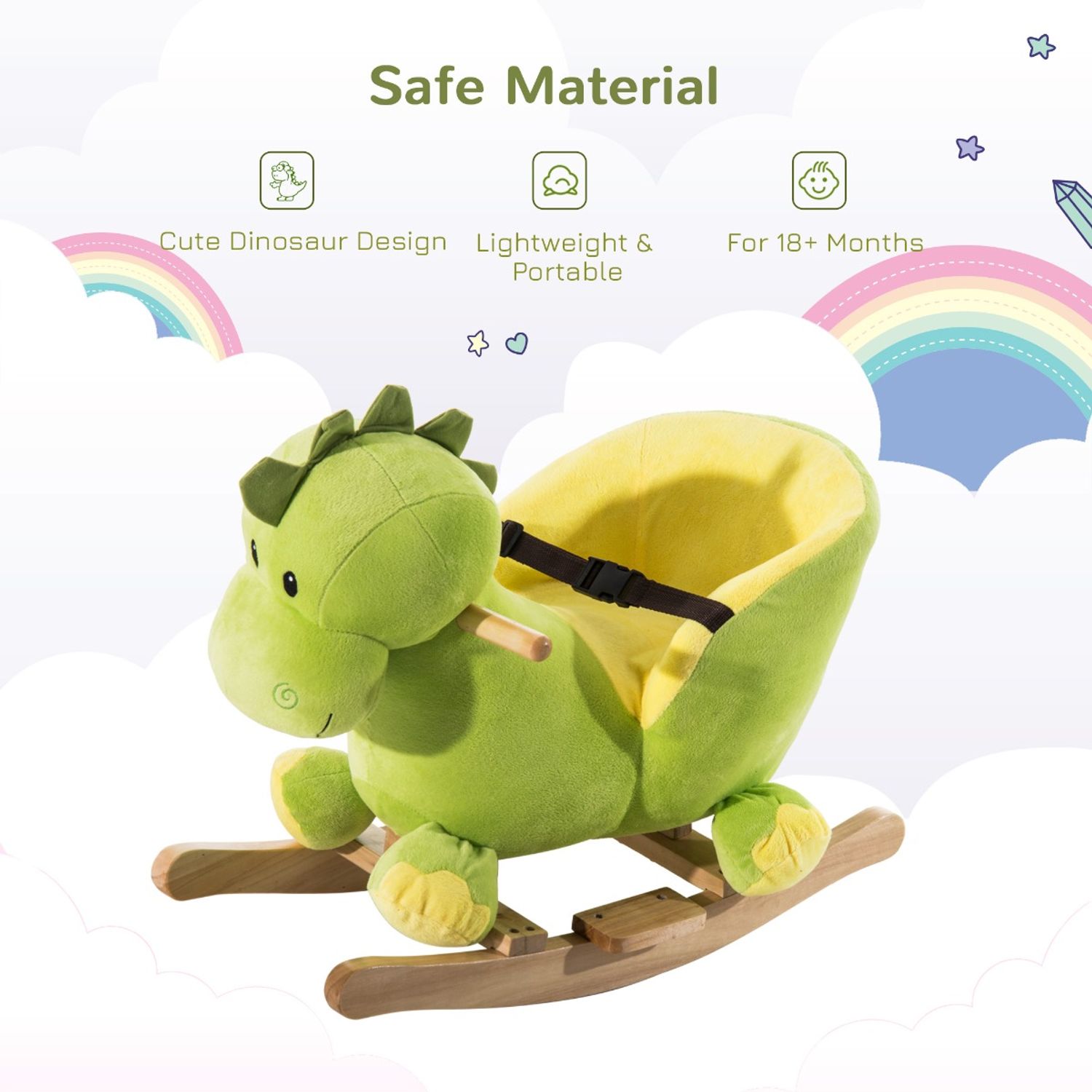 HomCom, balansoar dragon copii 60x33x45cm, verde si galben fotografia produsului View 8 L