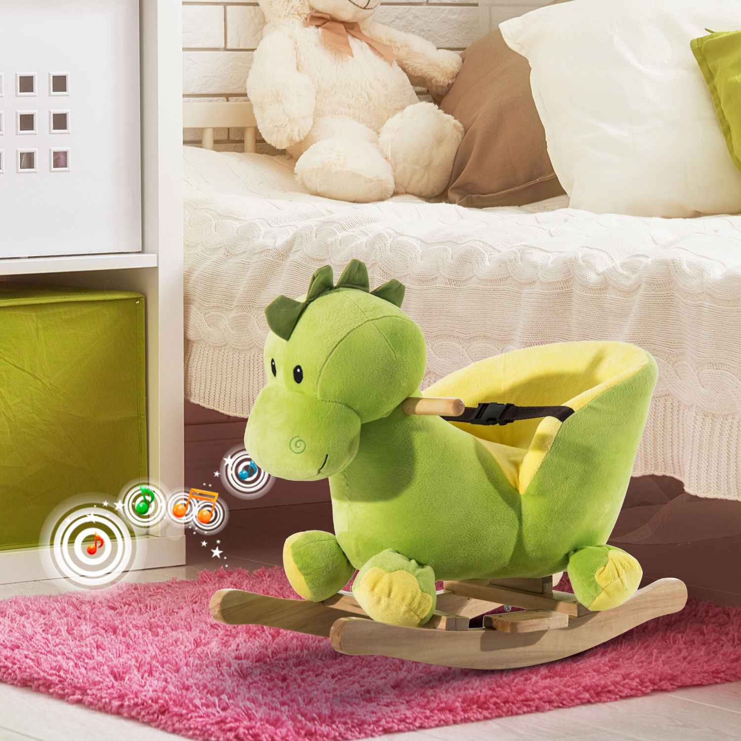 HomCom, balansoar dragon copii 60x33x45cm, verde si galben fotografia produsului
