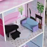 HOMCOM 2 in 1 Casa de papusi Bucatarie Jucarie din lemn pentru copii cu varsta peste 3 ani Roz fotografia produsului View 7 S