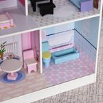 HOMCOM 2 in 1 Casa de papusi Bucatarie Jucarie din lemn pentru copii cu varsta peste 3 ani Roz fotografia produsului View 5 S