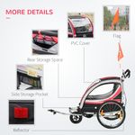 HOMCOM Remorca pentru bicicleta pentru copii 2 in 1, Rosu fotografia produsului View 4 S