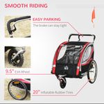 HOMCOM Remorca pentru bicicleta pentru copii 2 in 1, Rosu fotografia produsului View 6 S