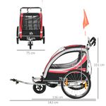 HOMCOM Remorca pentru bicicleta pentru copii 2 in 1, Rosu fotografia produsului View 2 S