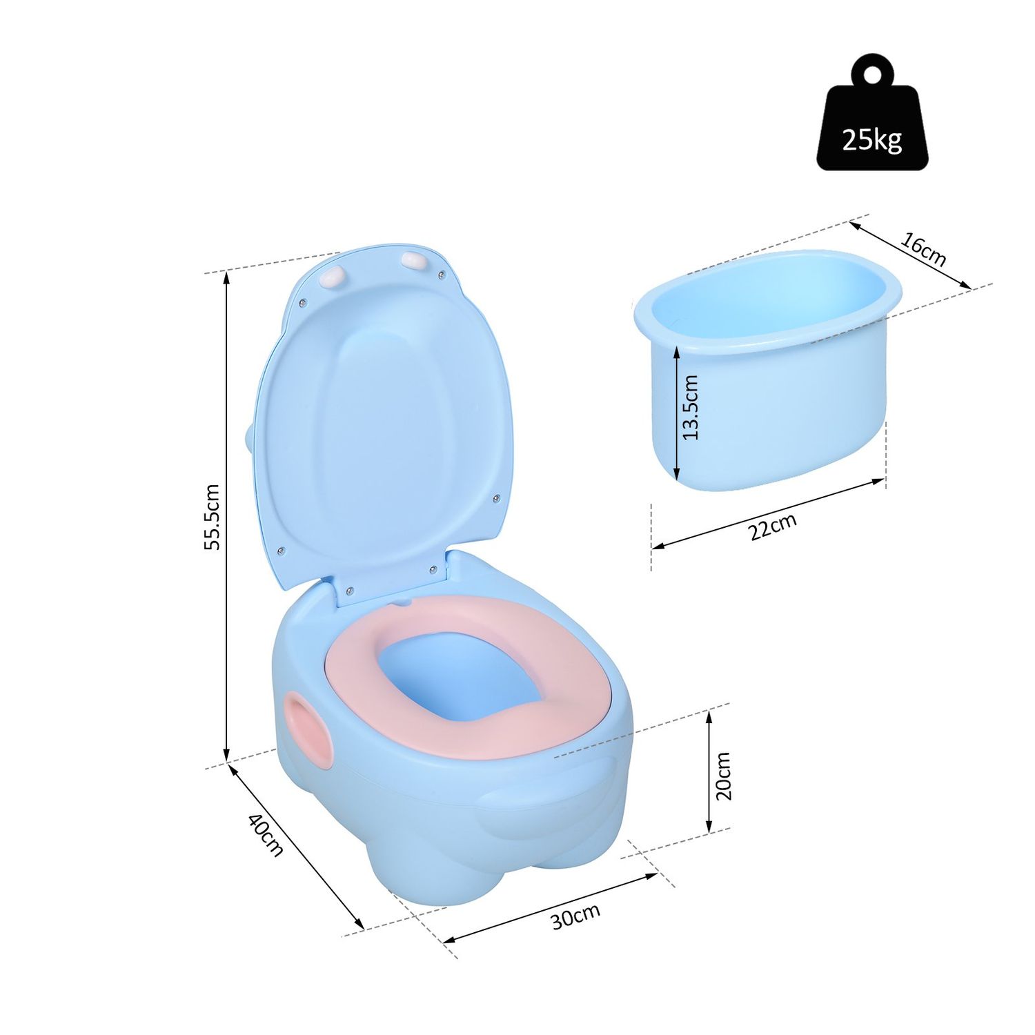HomCom olita copii, design hipopotam plastic, 40x30x23cm fotografia produsului View 2 L
