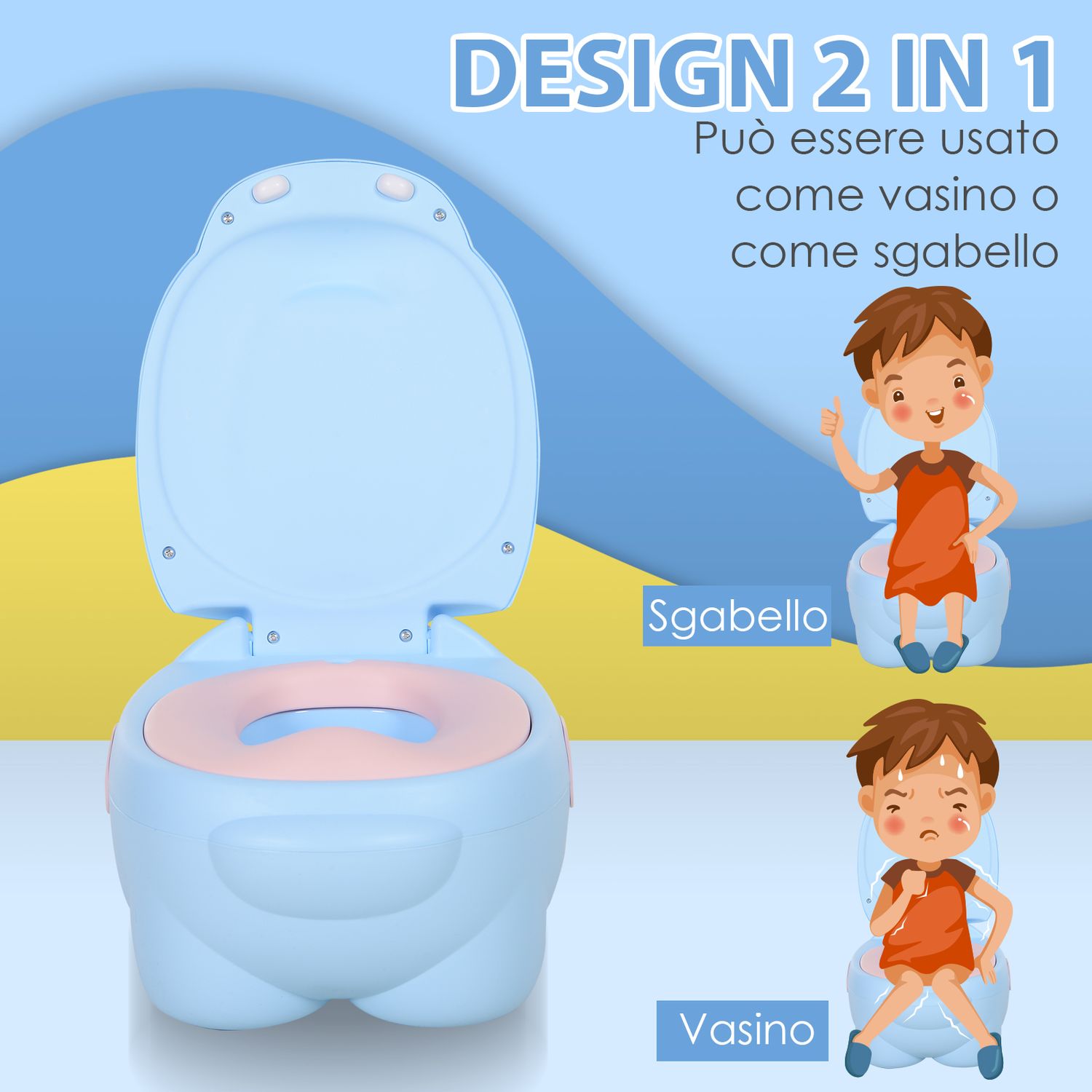 HomCom olita copii, design hipopotam plastic, 40x30x23cm fotografia produsului View 3 L