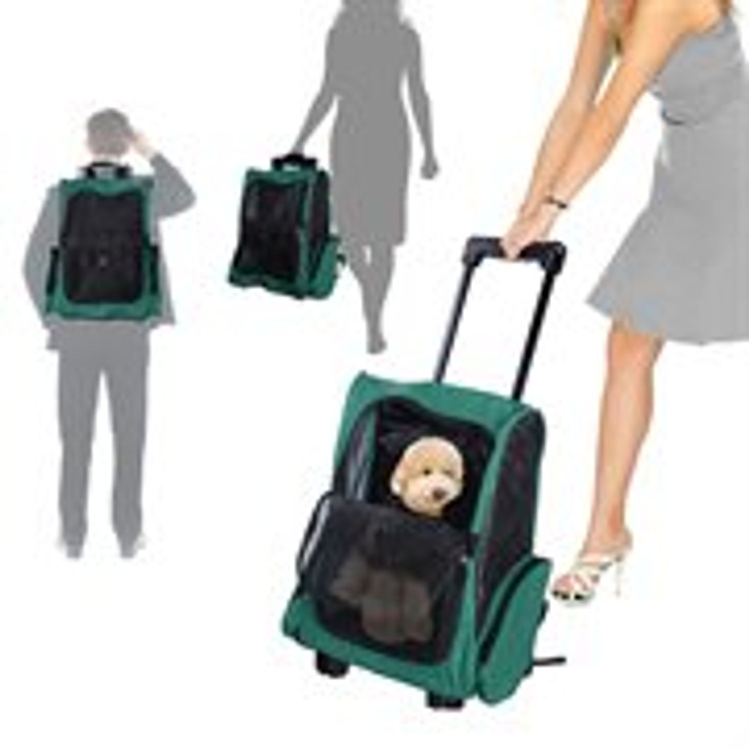 PawHut Trolley Rucsac pentru Animale de Companie Verde fotografia produsului