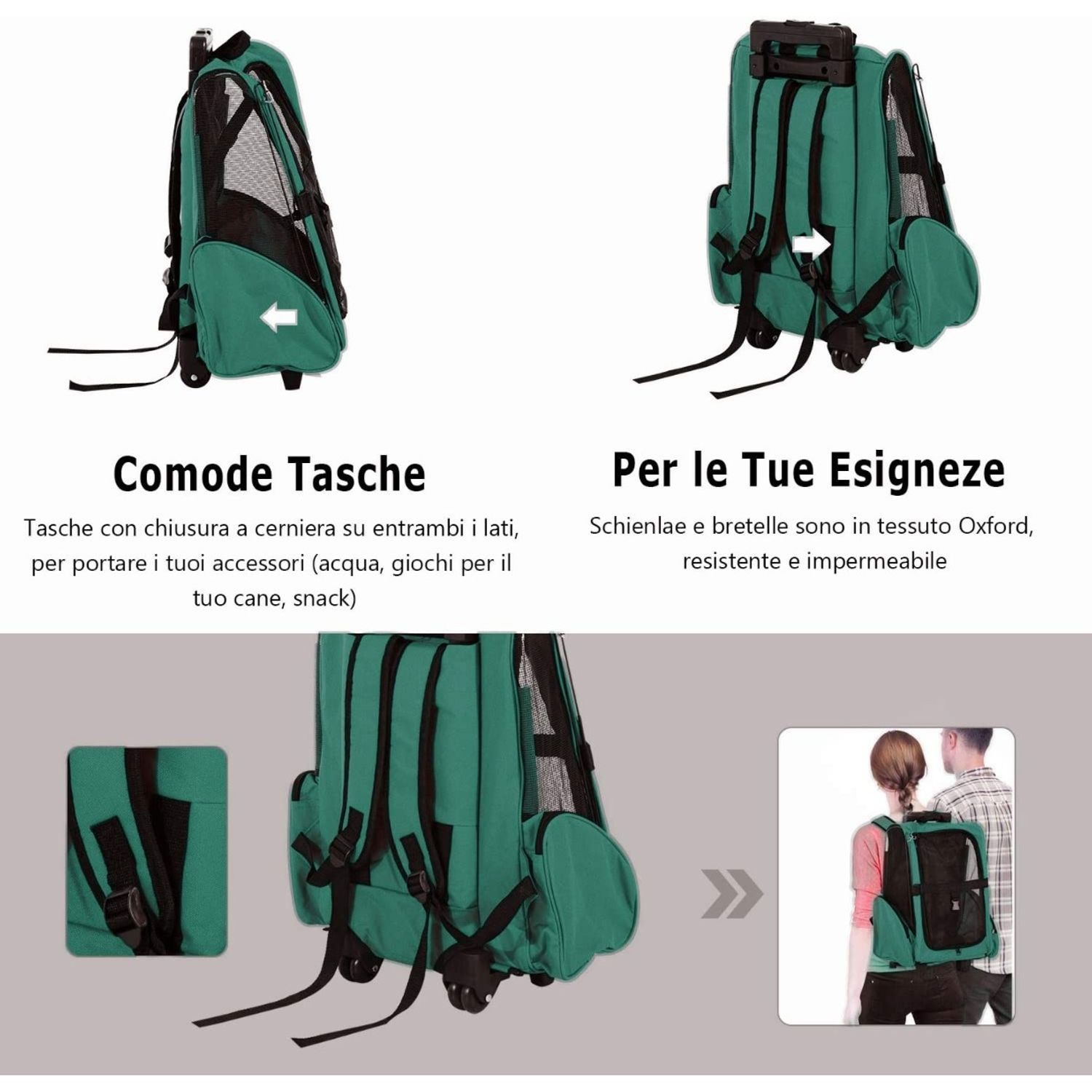 PawHut Trolley Rucsac pentru Animale de Companie Verde fotografia produsului View 5 L