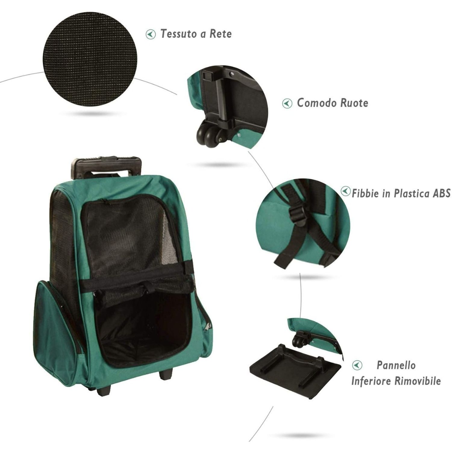 PawHut Trolley Rucsac pentru Animale de Companie Verde fotografia produsului View 7 L