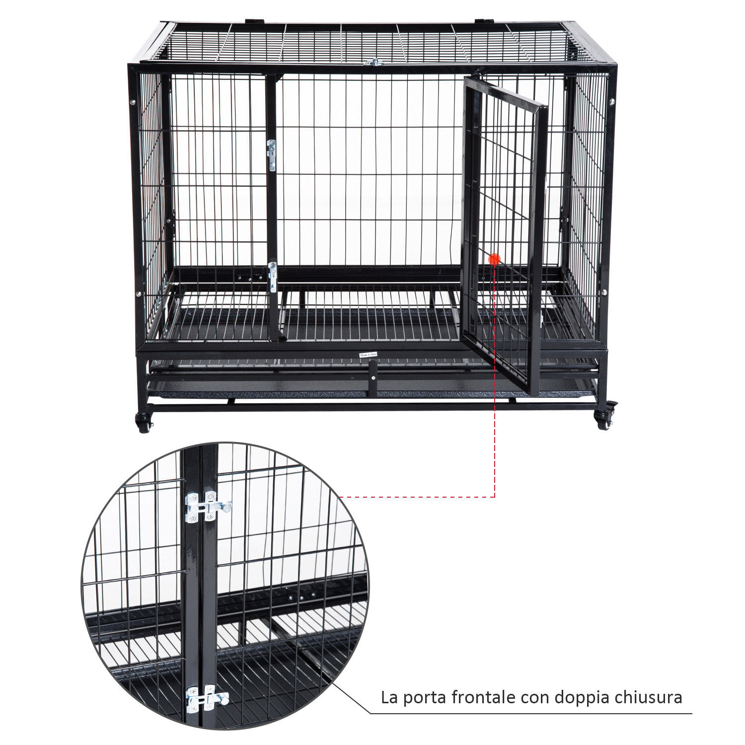PawHut Cusca Boxa pentru Caini Catelusi pentru Intern Extern cu Rotite 92&times;62&times;75cm fotografia produsului View 7 L