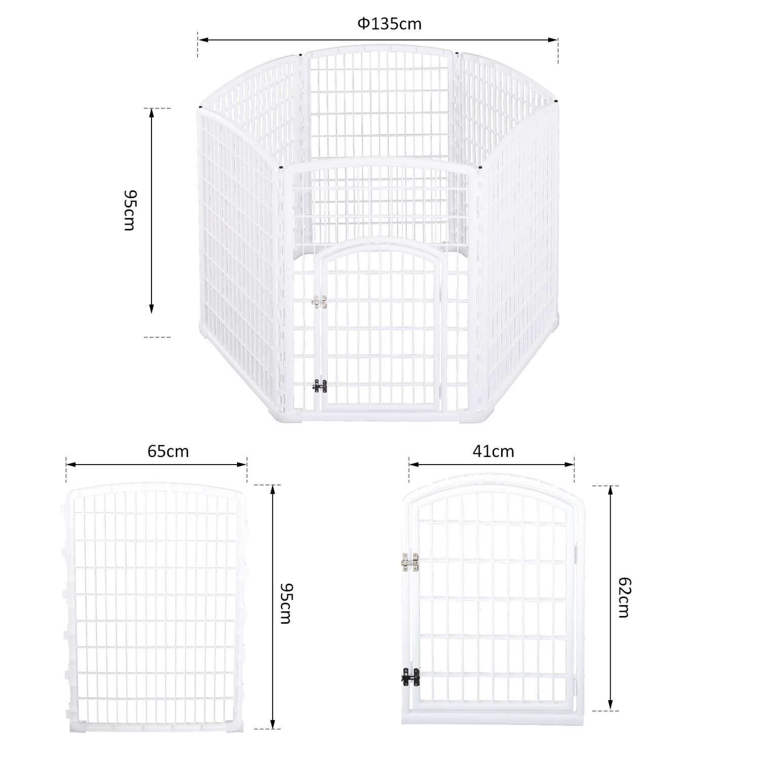 PawHut Tarc pentru Animale 6 Panouri 65 x 95 cm Plastic Rezistent fotografia produsului View 4 L