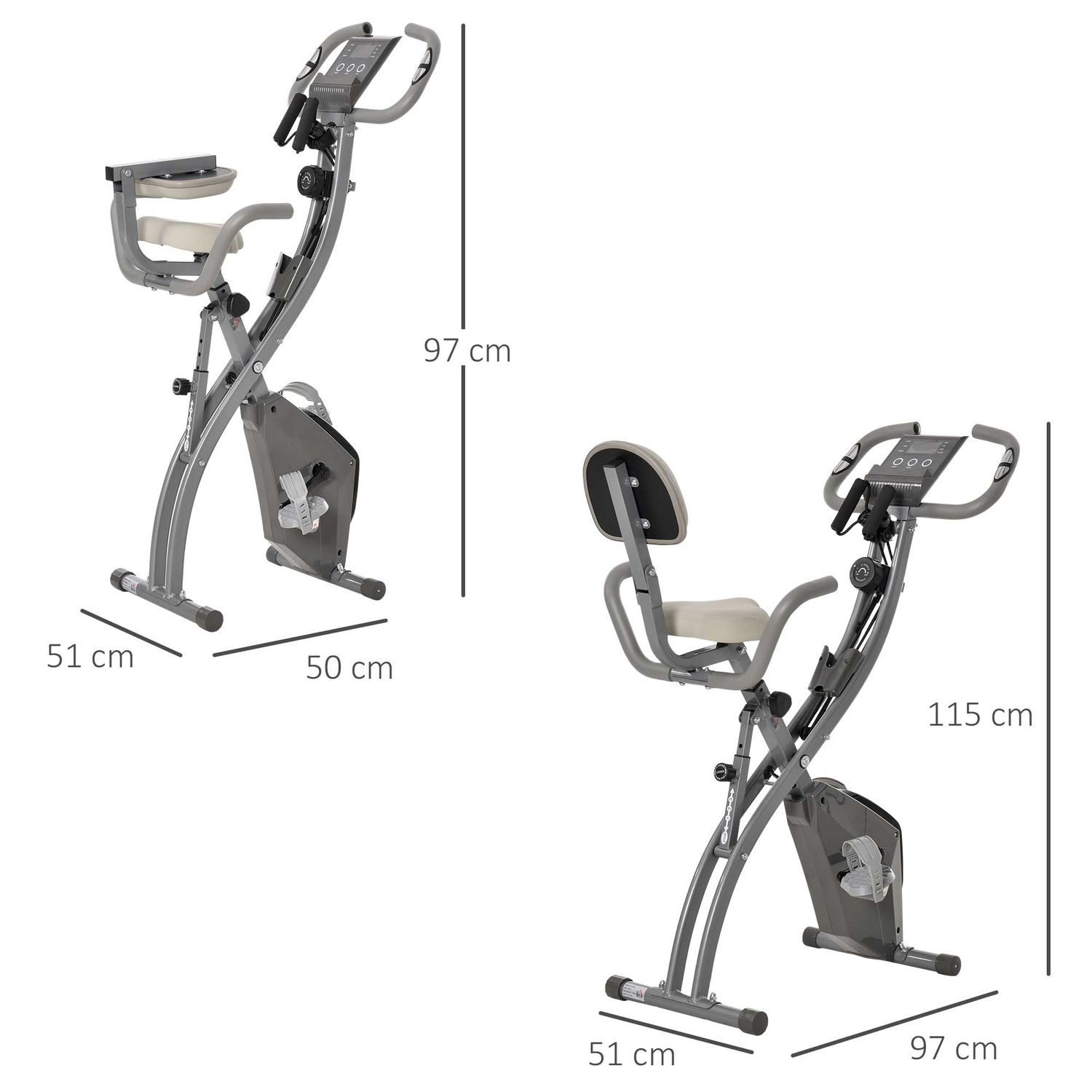 Homcom bicicleta pliabila 2 in 1, 8 nivele, gri fotografia produsului View 2 L